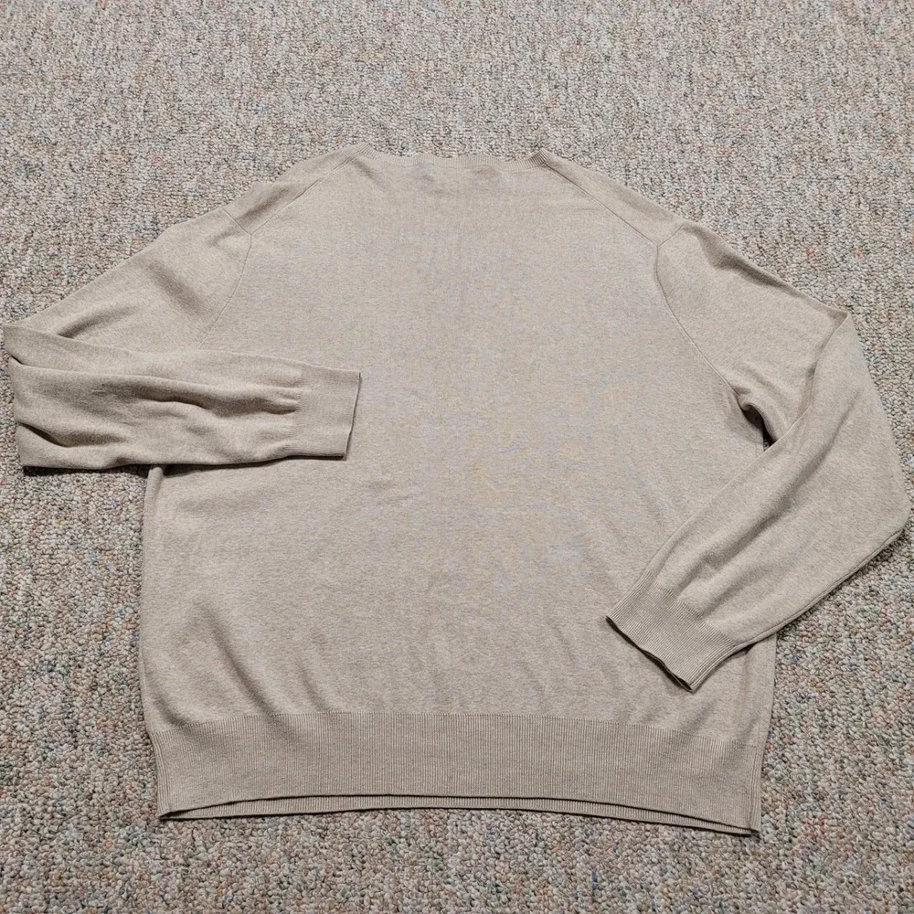 Polo Ralph Lauren Sweater Mens 2XL Beige Pima Cotton V-Neck Pullover Pony XXL